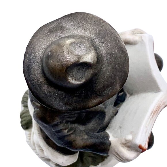 Vintage Bisque Figurine Of Old Man With Pipe Hat Reading Book Sitting on Bench - Picture 7 of 11